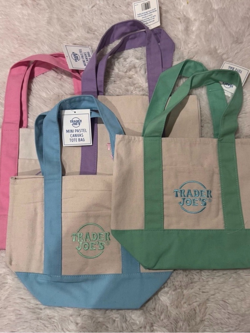 Mini Pastel Canvas Tote Bag (Set of 4)
